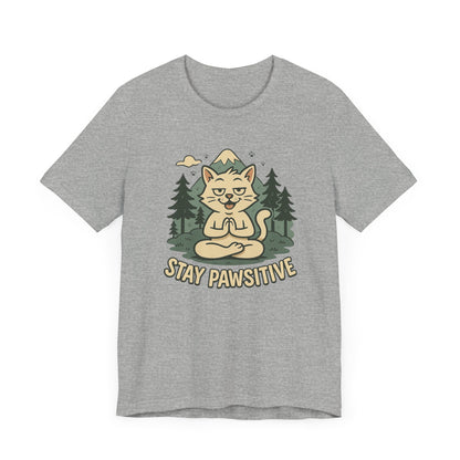 Stay Pawsitive Cat Yoga Meditation T-Shirt