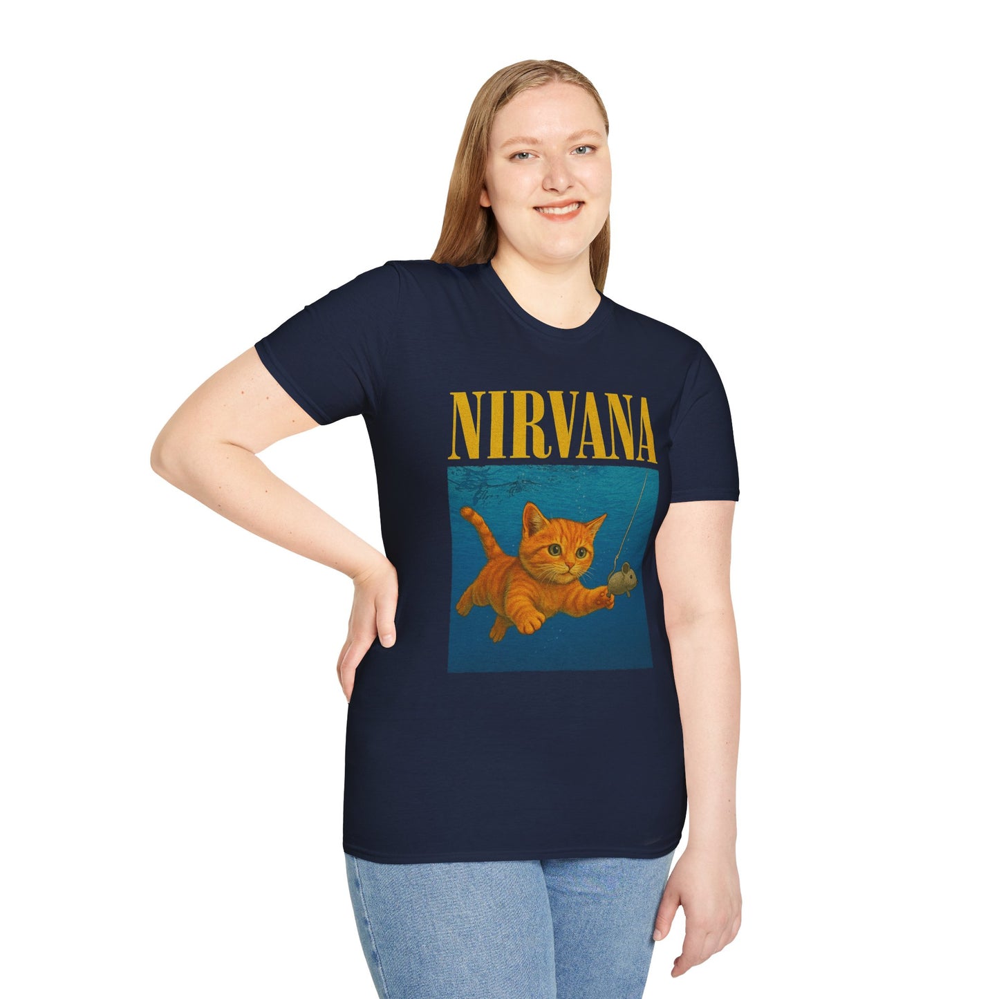 Nirvana Cat Parody T-Shirt – Funny Graphic Band Tee for Cat Lovers