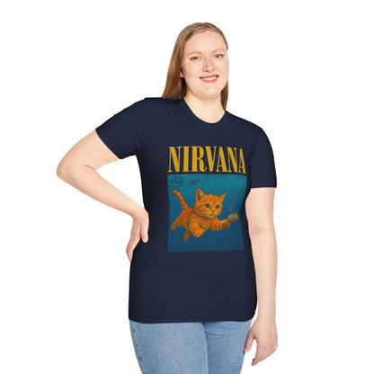 Nirvana Cat Parody T-Shirt – Funny Graphic Band Tee for Cat Lovers