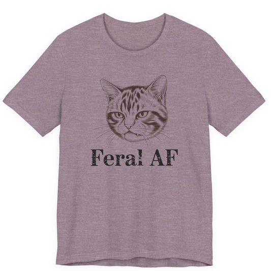 Picture of a tabby cat with the words feral af
