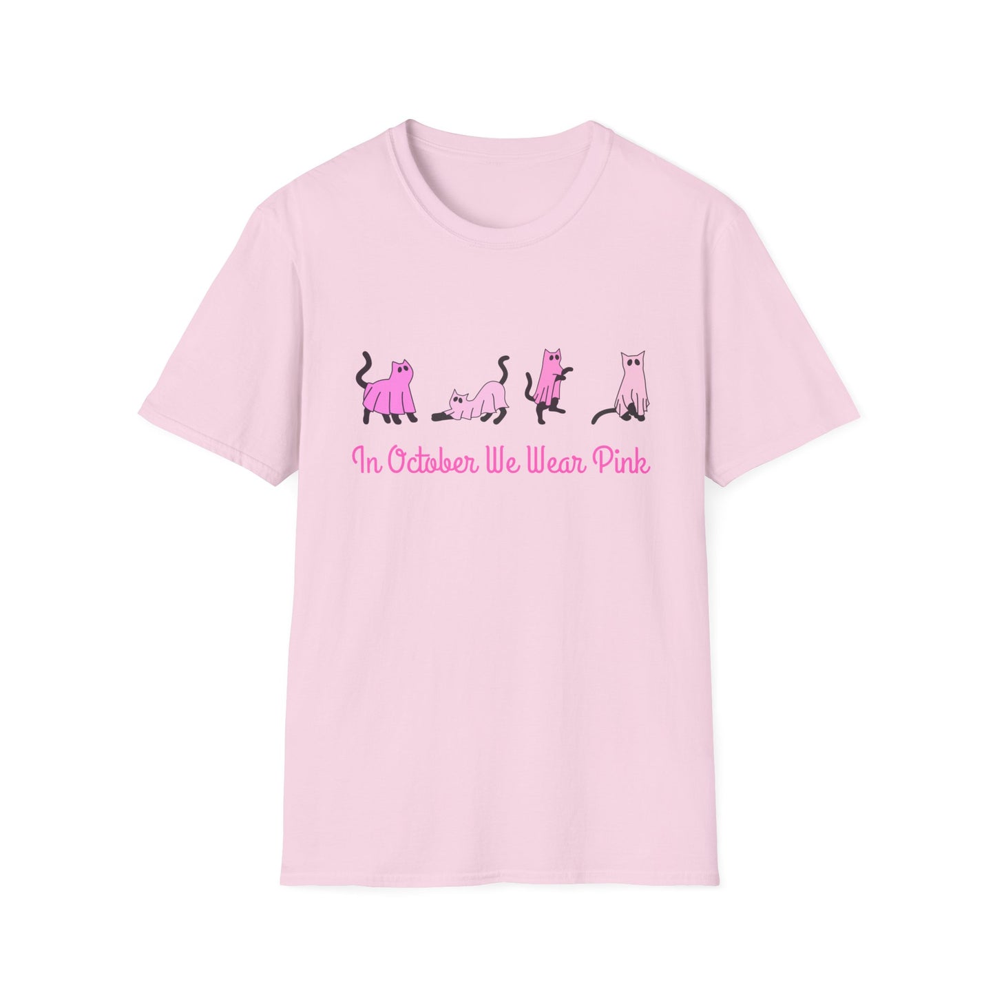 In October We Wear Pink Cat T-Shirt – Funny Breast Cancer Awareness Tee