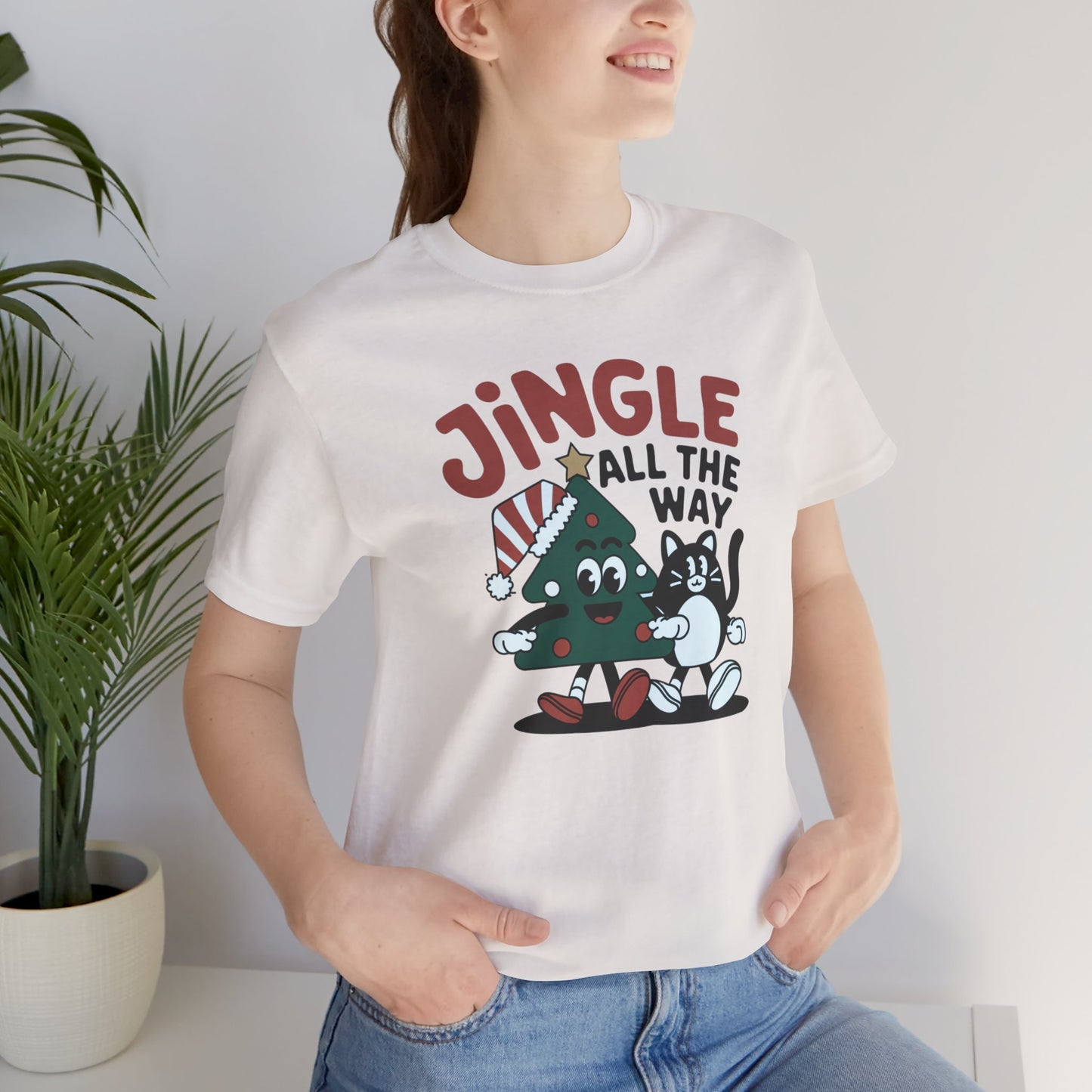 Retro Jingle All The Way Holiday Cat Tee