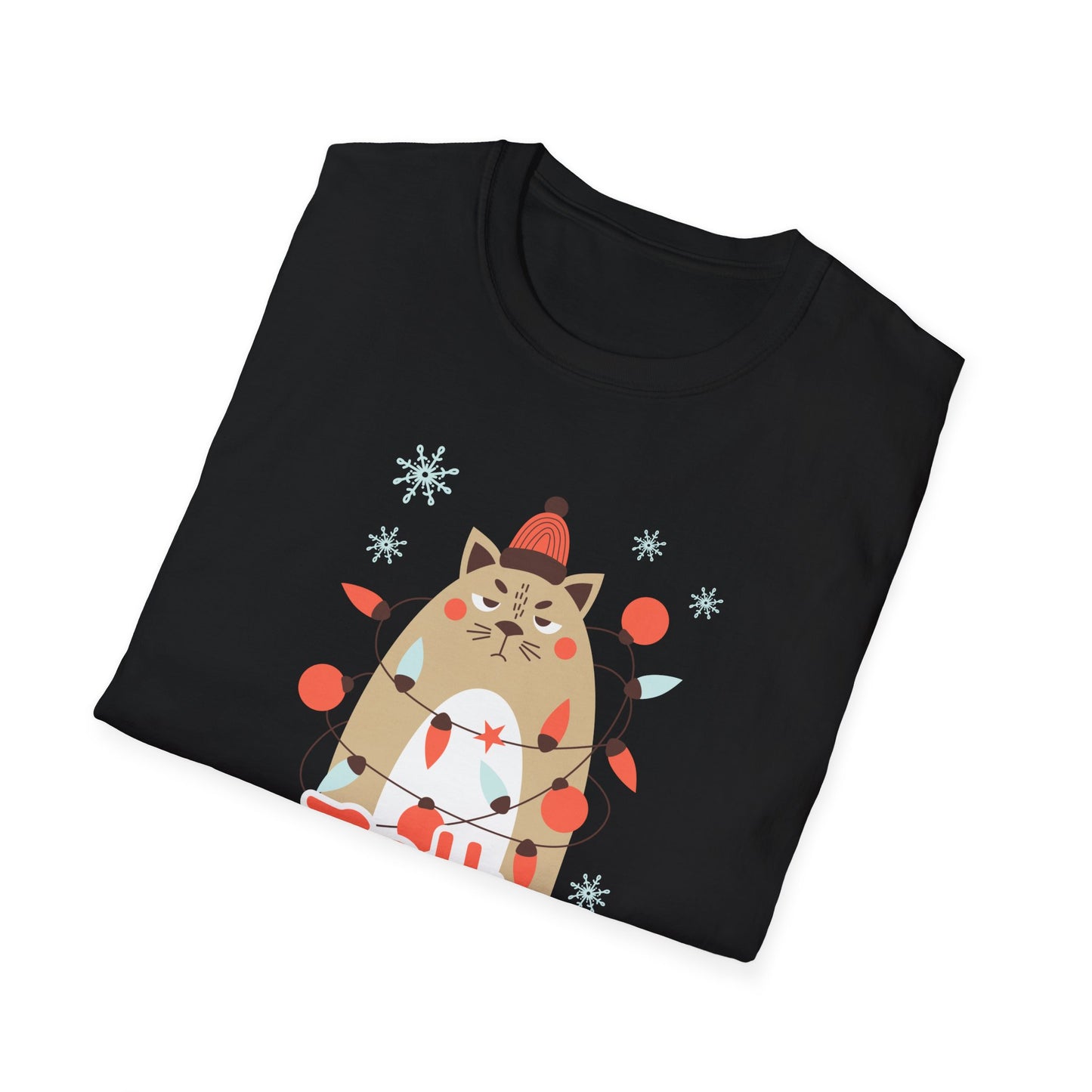Jolly & Twisted Christmas Cat T-Shirt – Funny Holiday Cat Lover Graphic Tee