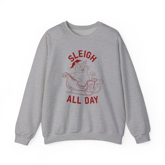 Sleigh All Day Cat Feral Cat Crewneck Sweatshirt