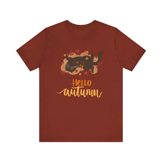 Hello Autumn Fall Cat Tee