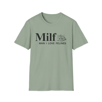 MILF – Man I Love Felines Funny Cat Lover T-Shirt | Cute Cat Mom & Cat Dad Graphic Tee