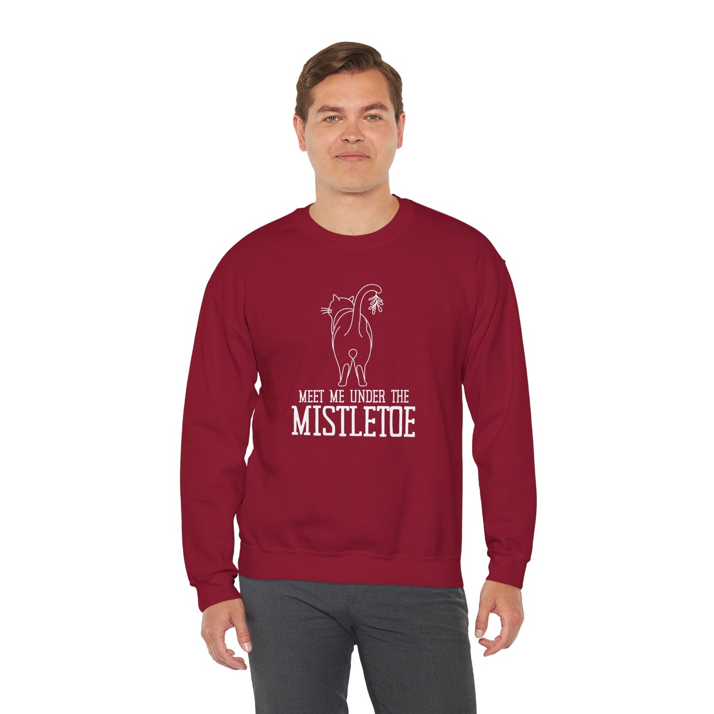 Under the Mistletoe Cat Humor Crewneck Sweatshirt