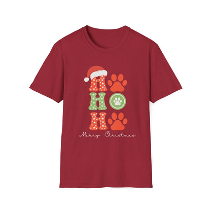 HO HO Paws Christmas T-Shirt | Retro Holiday Pet Lover Tee | Merry Christmas Shirt