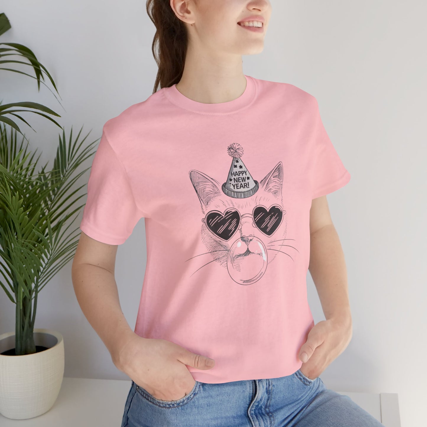 2025 HAPPY NEW YEAR CAT BUBBLEGUM TEE