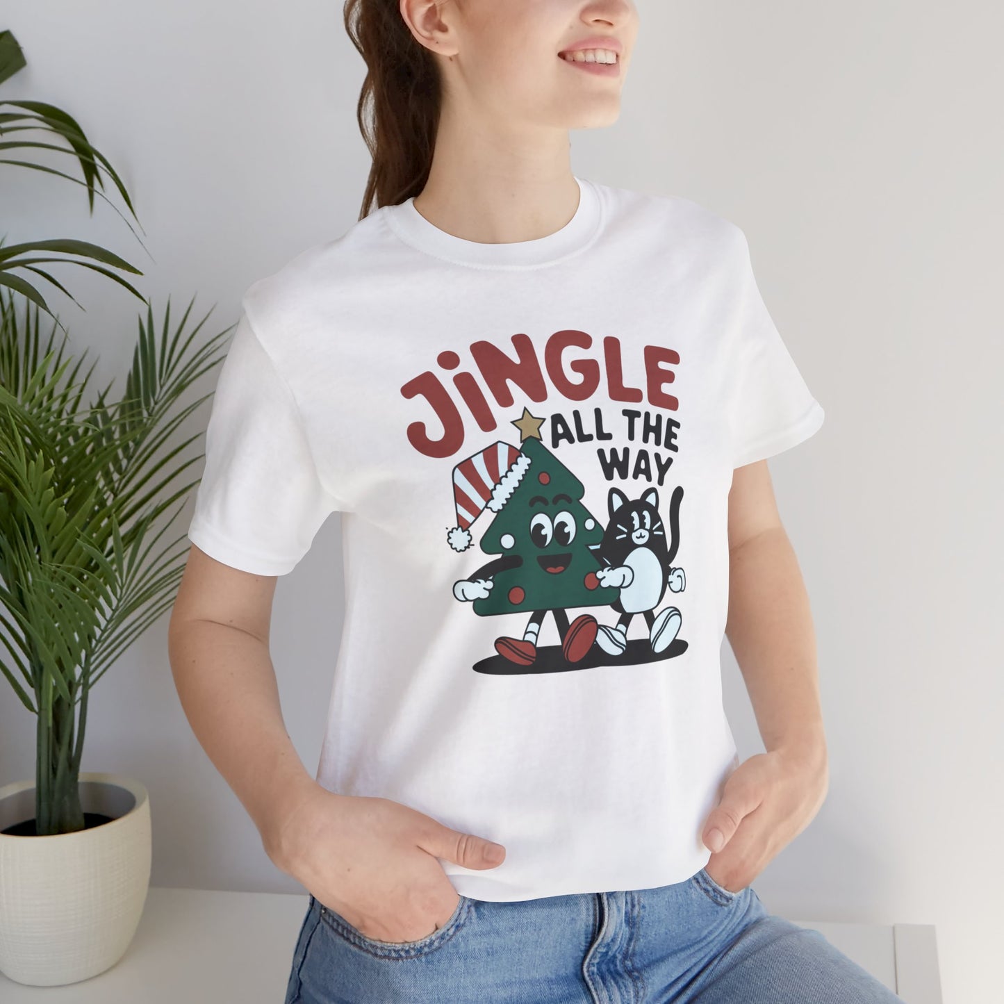 Retro Jingle All The Way Holiday Cat Tee