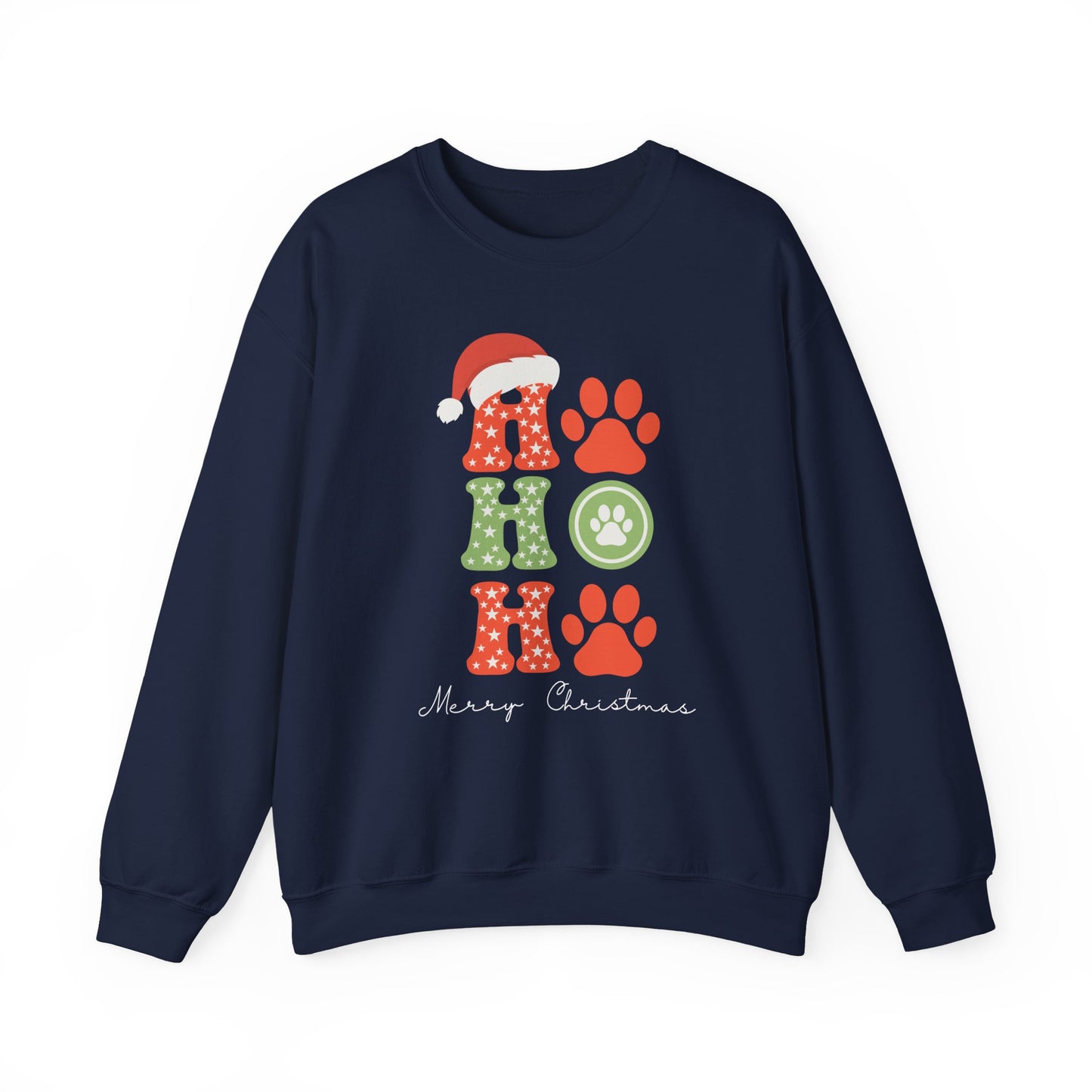 HO HO Paws Christmas Crewneck Sweatshirt | Retro Holiday Pet Lover Sweatshirt