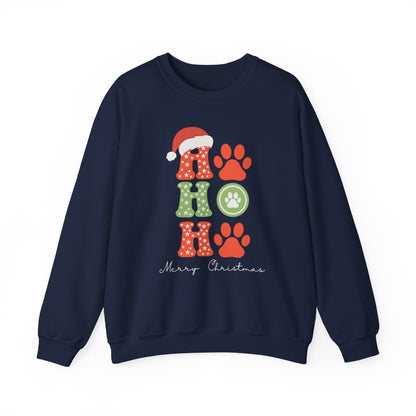 HO HO Paws Christmas Crewneck Sweatshirt | Retro Holiday Pet Lover Sweatshirt