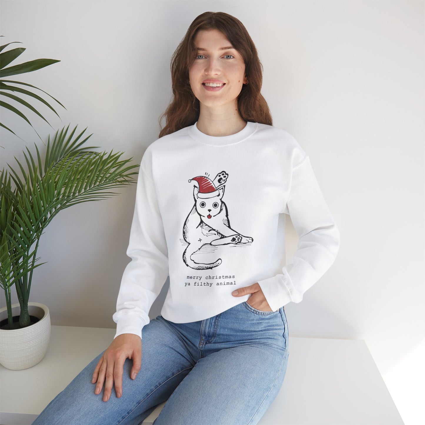 Merry Christmas Ya Filthy Animal Funny Crewneck Sweatshirt