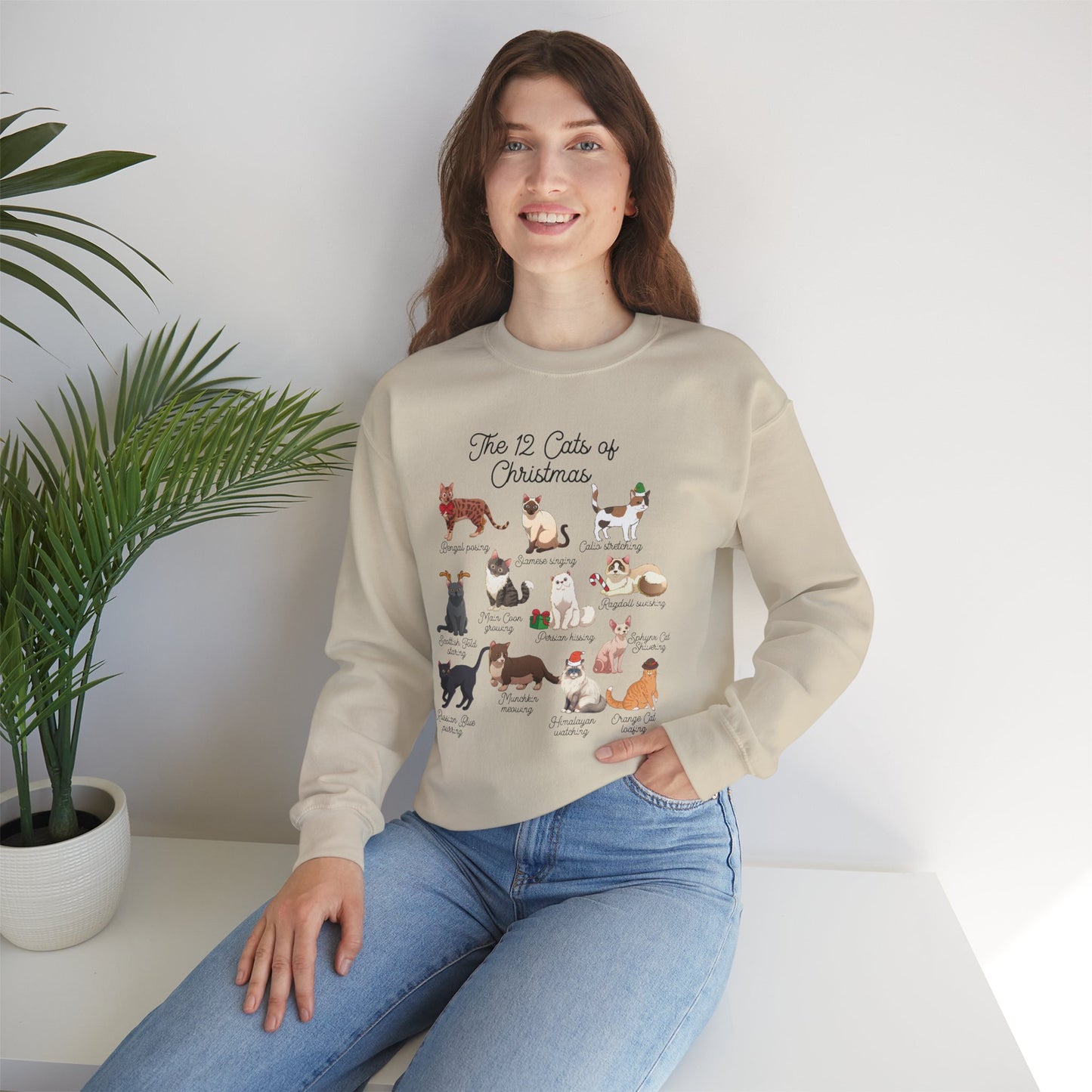 12 Cats of Christmas Holiday Crewneck Sweatshirt