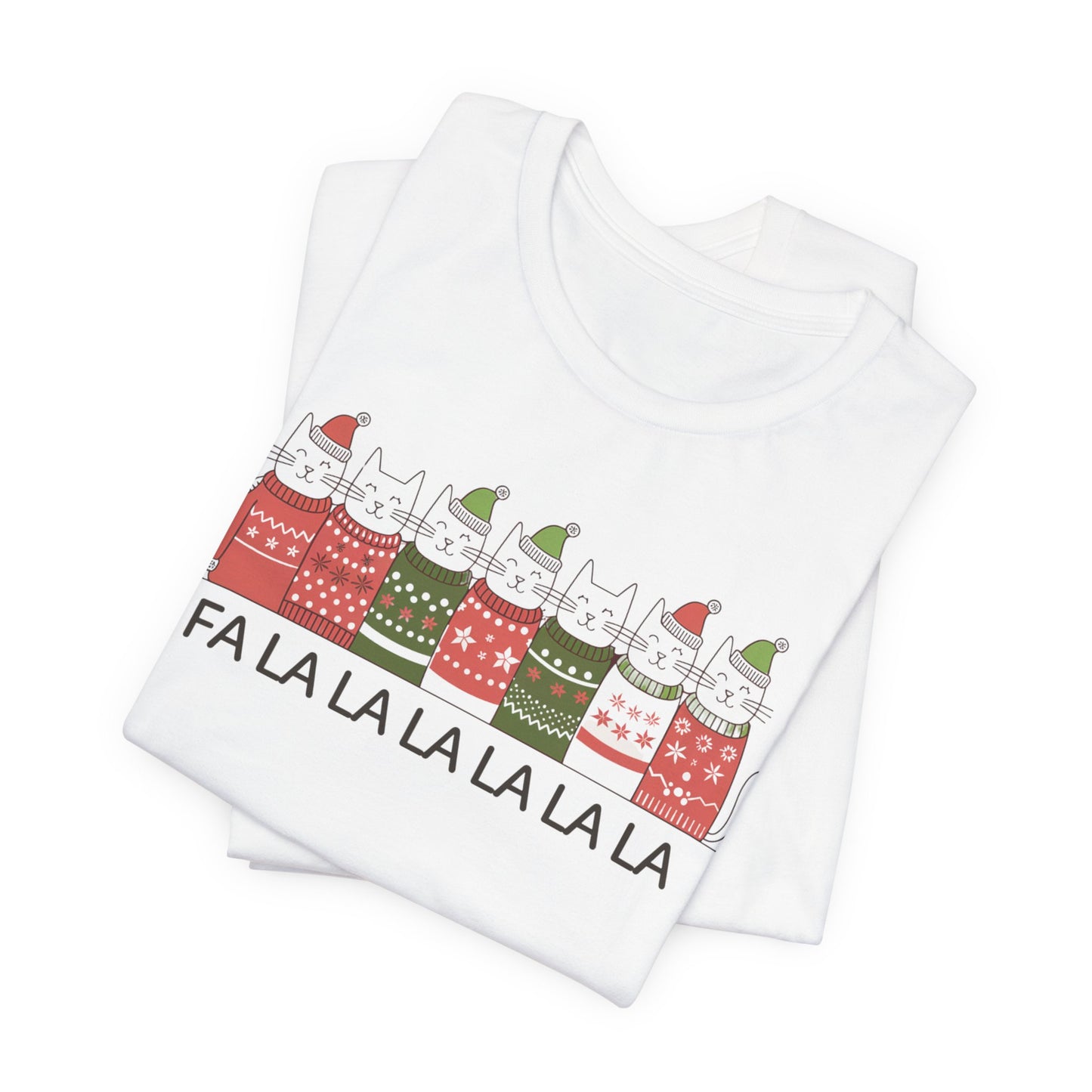 Fa la la la la Christmas cat tee