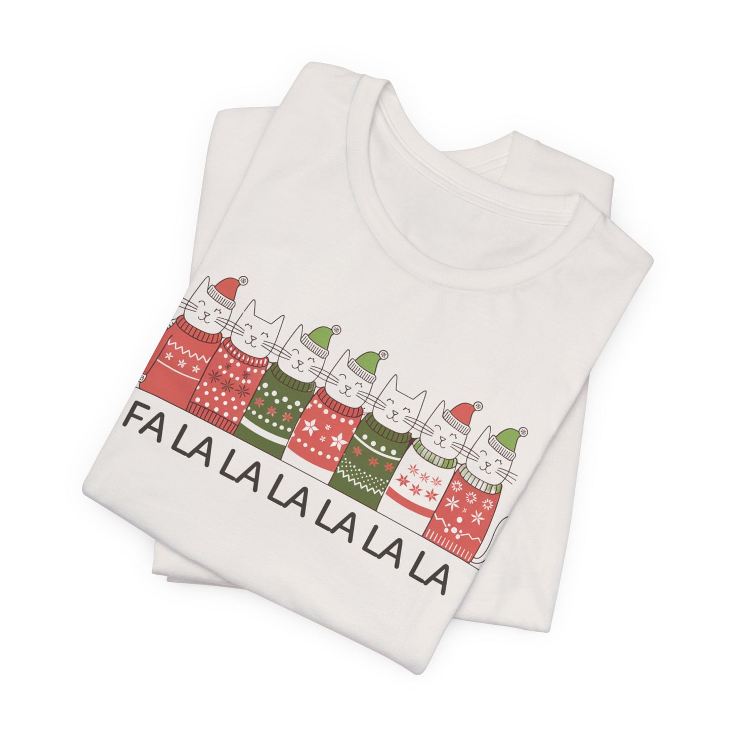 Fa la la la la Christmas cat tee