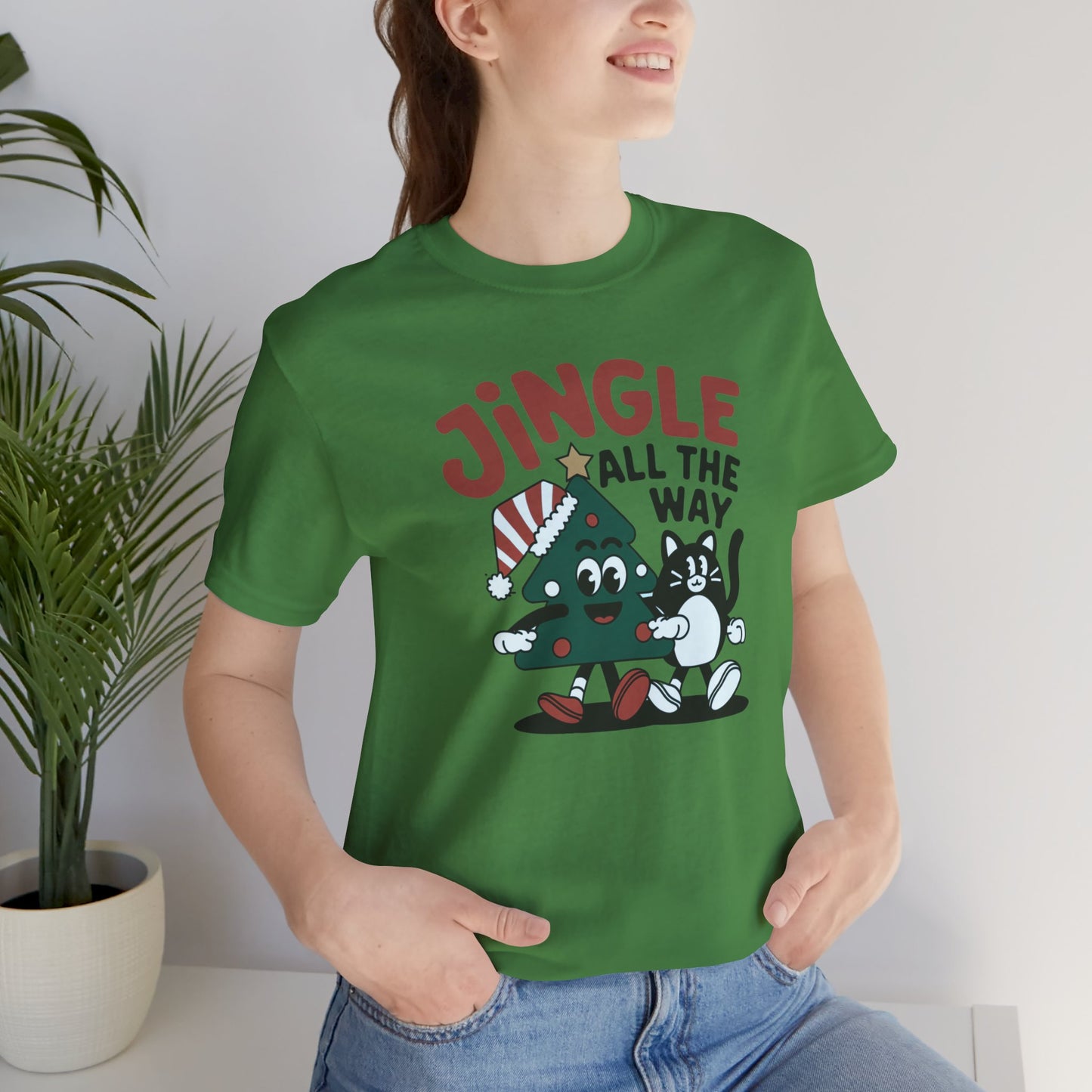 Retro Jingle All The Way Holiday Cat Tee