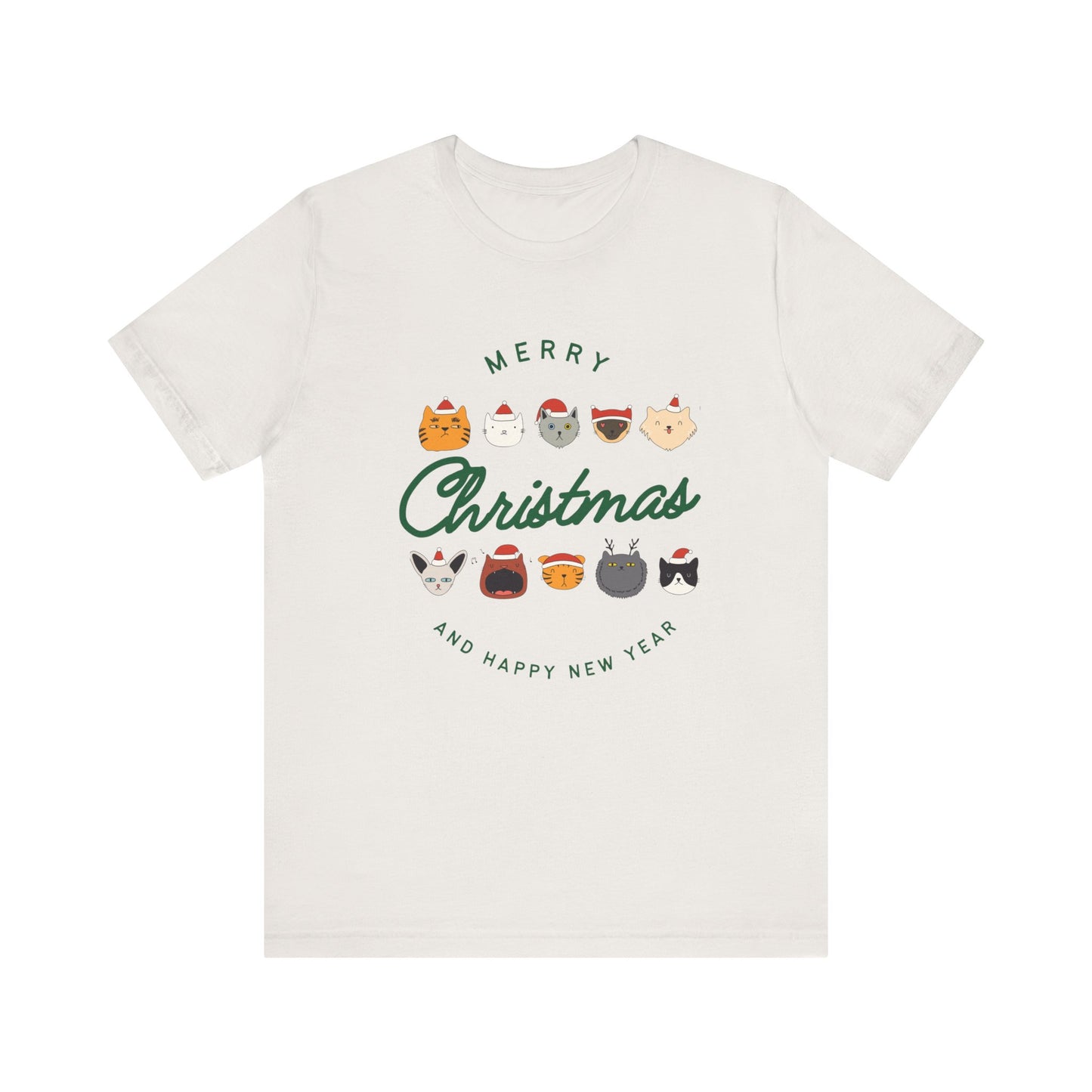 Merry Christmas Happy New Year Cat Tee