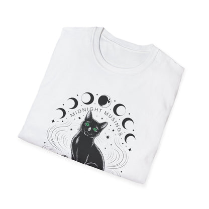 Midnight Musings Black Cat T-Shirt – Witchy Moon Phase Graphic Tee