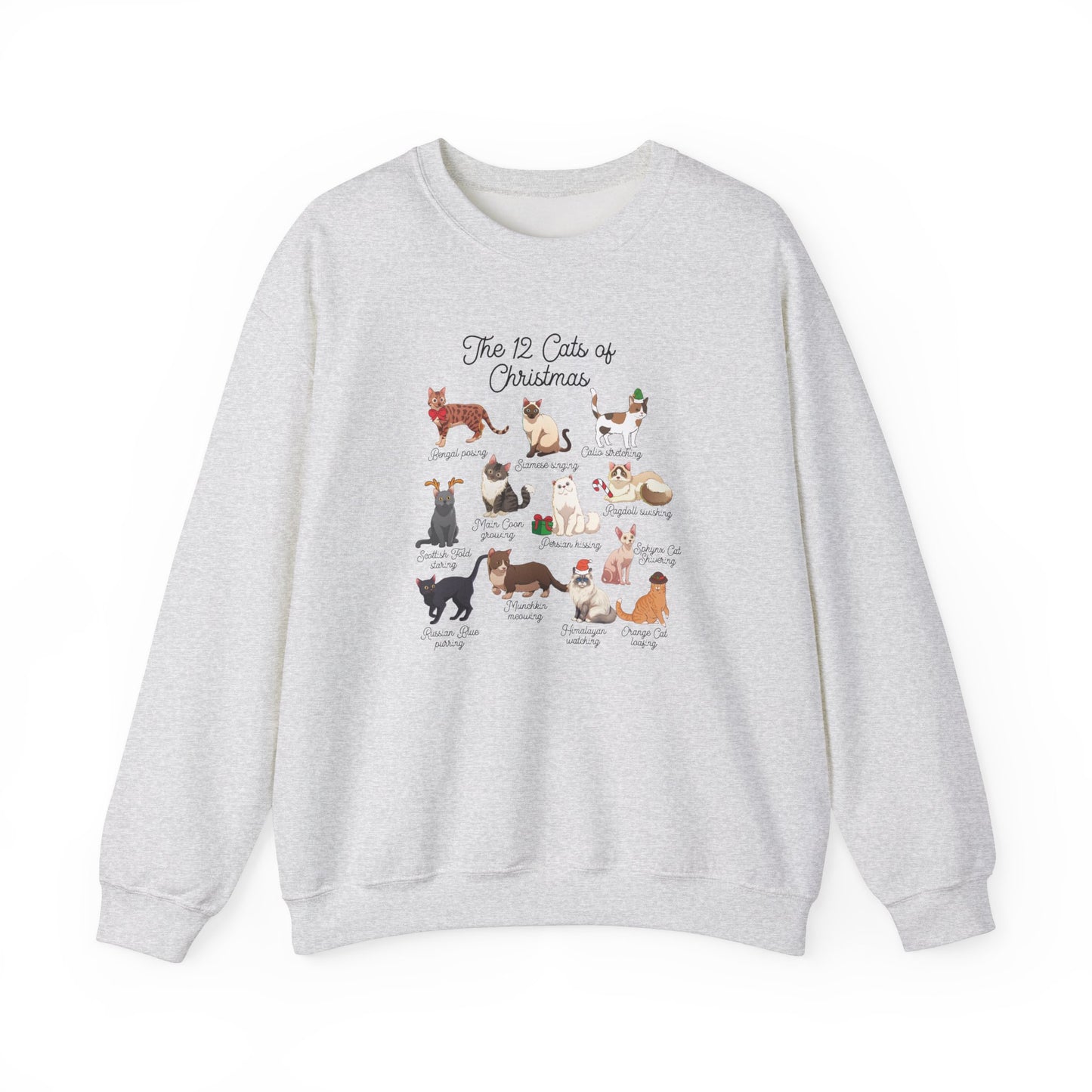 12 Cats of Christmas Holiday Crewneck Sweatshirt