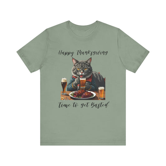 Let's Get Basted Thanksgiving Cat Tee