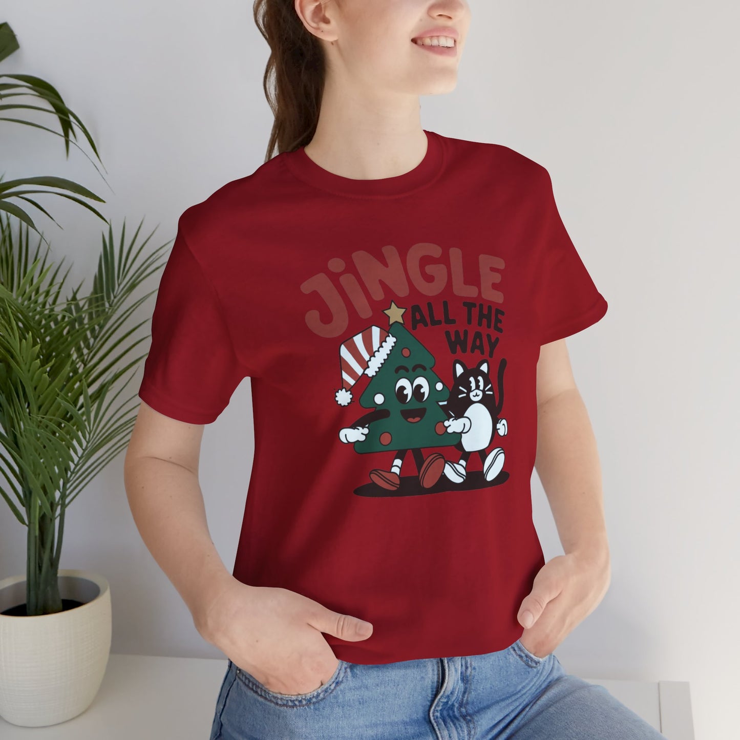 Retro Jingle All The Way Holiday Cat Tee