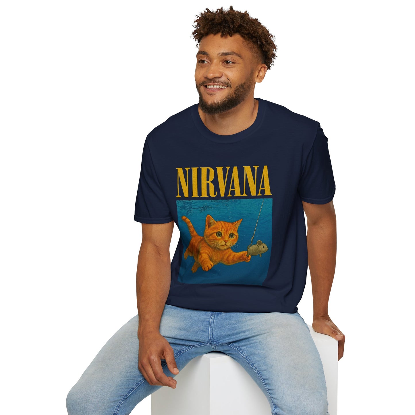 Nirvana Cat Parody T-Shirt – Funny Graphic Band Tee for Cat Lovers