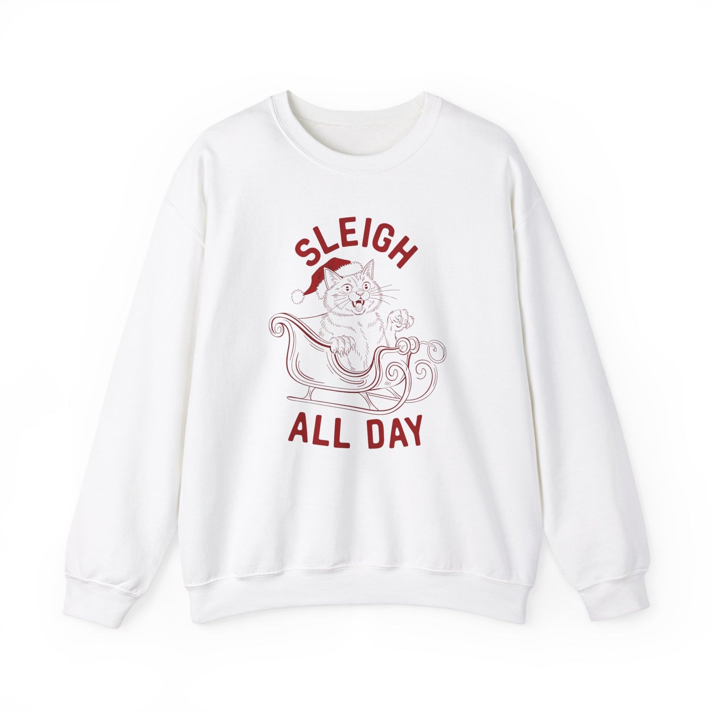 Sleigh All Day Cat Feral Cat Crewneck Sweatshirt