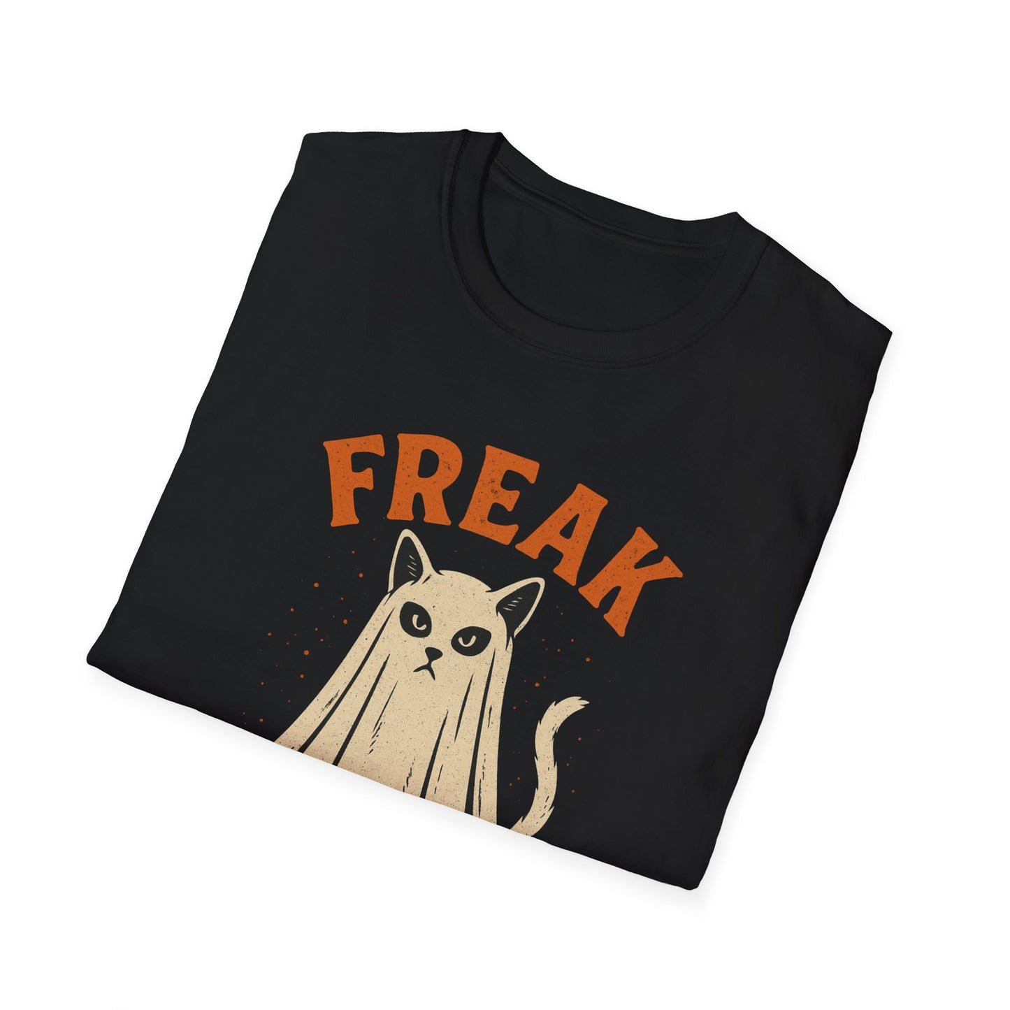 Freak in the Sheets Cat Halloween T-Shirt – Funny Ghost Cat Graphic Tee