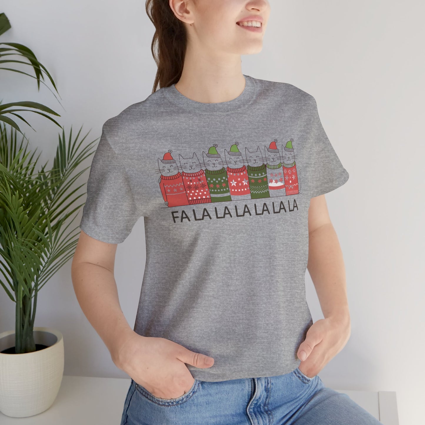 Fa la la la la Christmas cat tee