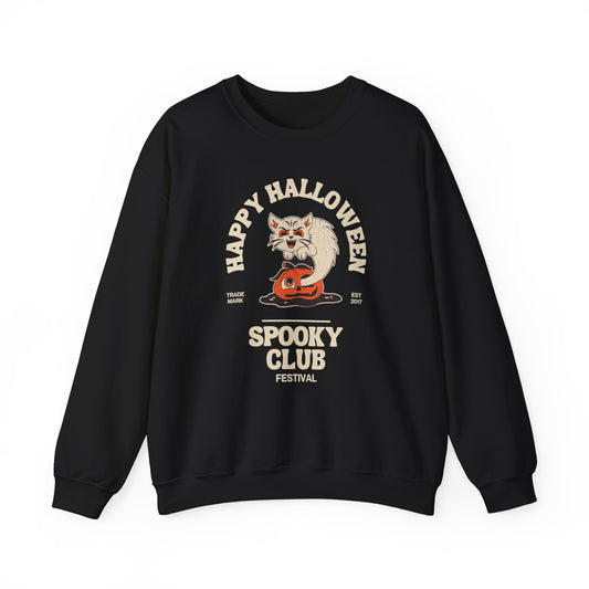 Crewneck Sweatshirt - Spooky Club Halloween Cat