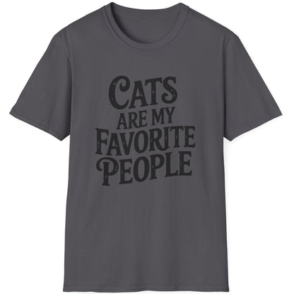 t-shirt with 'Cats are my favorite people' text