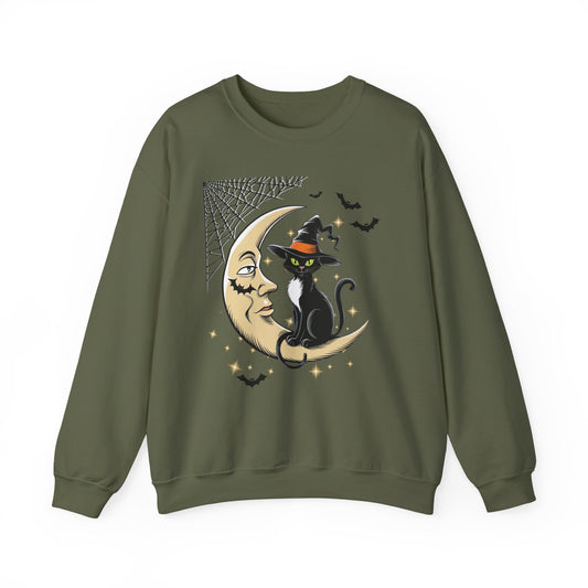 Cat on the Moon Halloween Sweatshirt