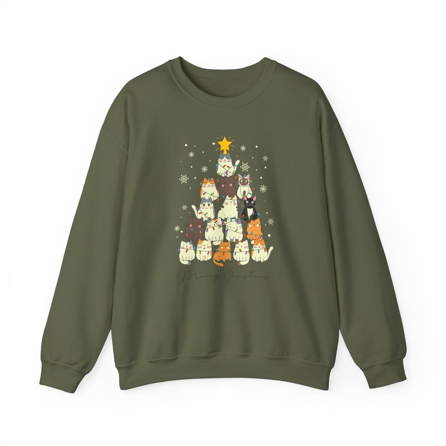 Cat Christmas Tree Holiday Crewneck Sweatshirt