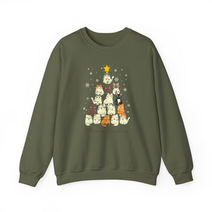 Cat Christmas Tree Holiday Crewneck Sweatshirt