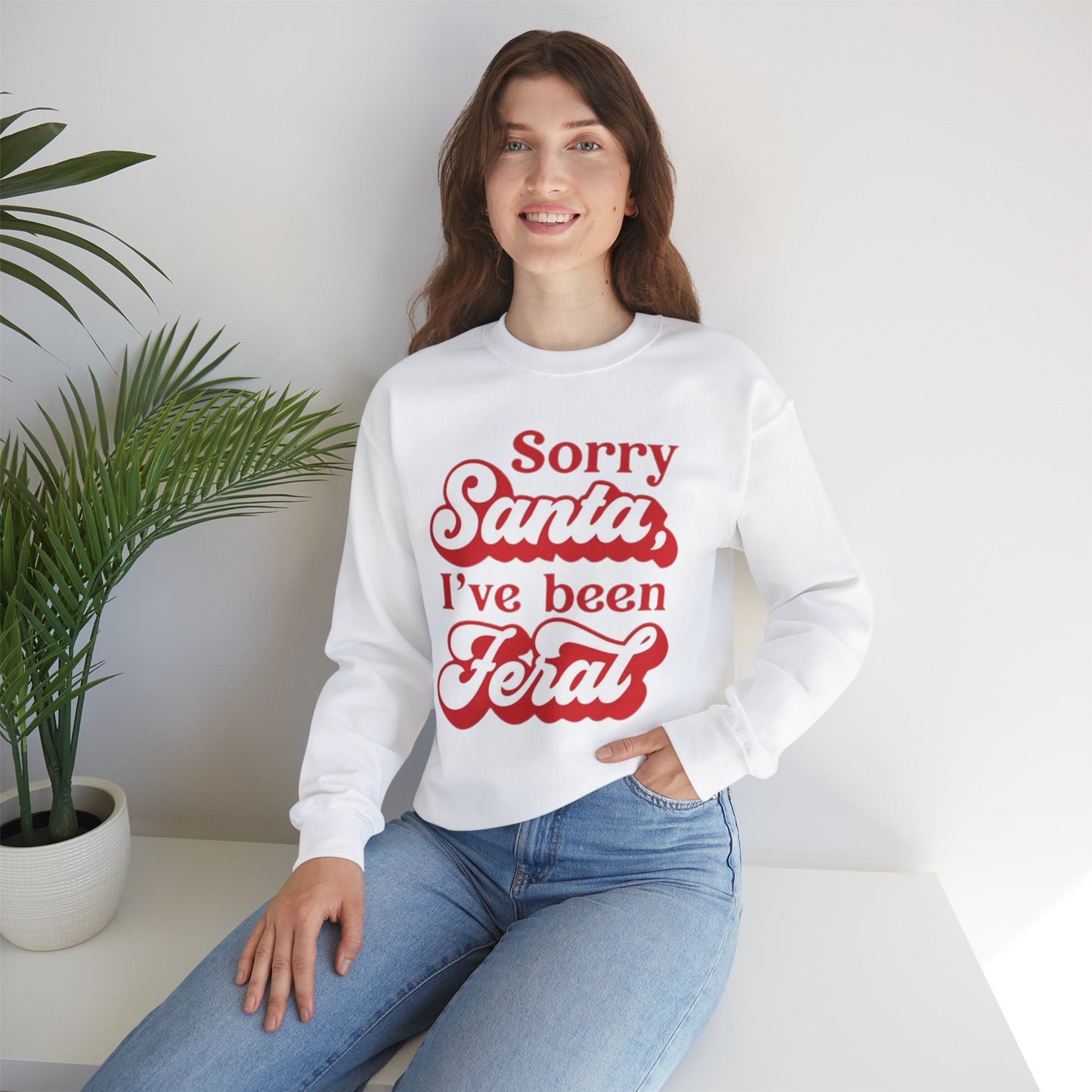 Sorry Santa I've Been Feral Christmas Crewneck Sweatshirt