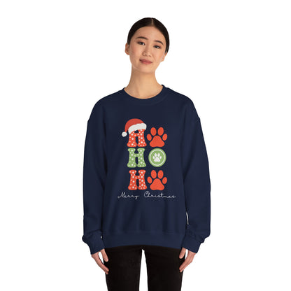 HO HO Paws Christmas Crewneck Sweatshirt | Retro Holiday Pet Lover Sweatshirt