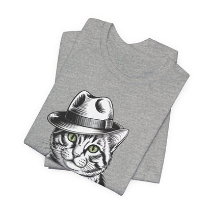 Cool Cat in Fedora Graphic T-Shirt – Funny Cat Lover Tee | Unisex Soft Cotton Tee