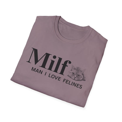 MILF – Man I Love Felines Funny Cat Lover T-Shirt | Cute Cat Mom & Cat Dad Graphic Tee